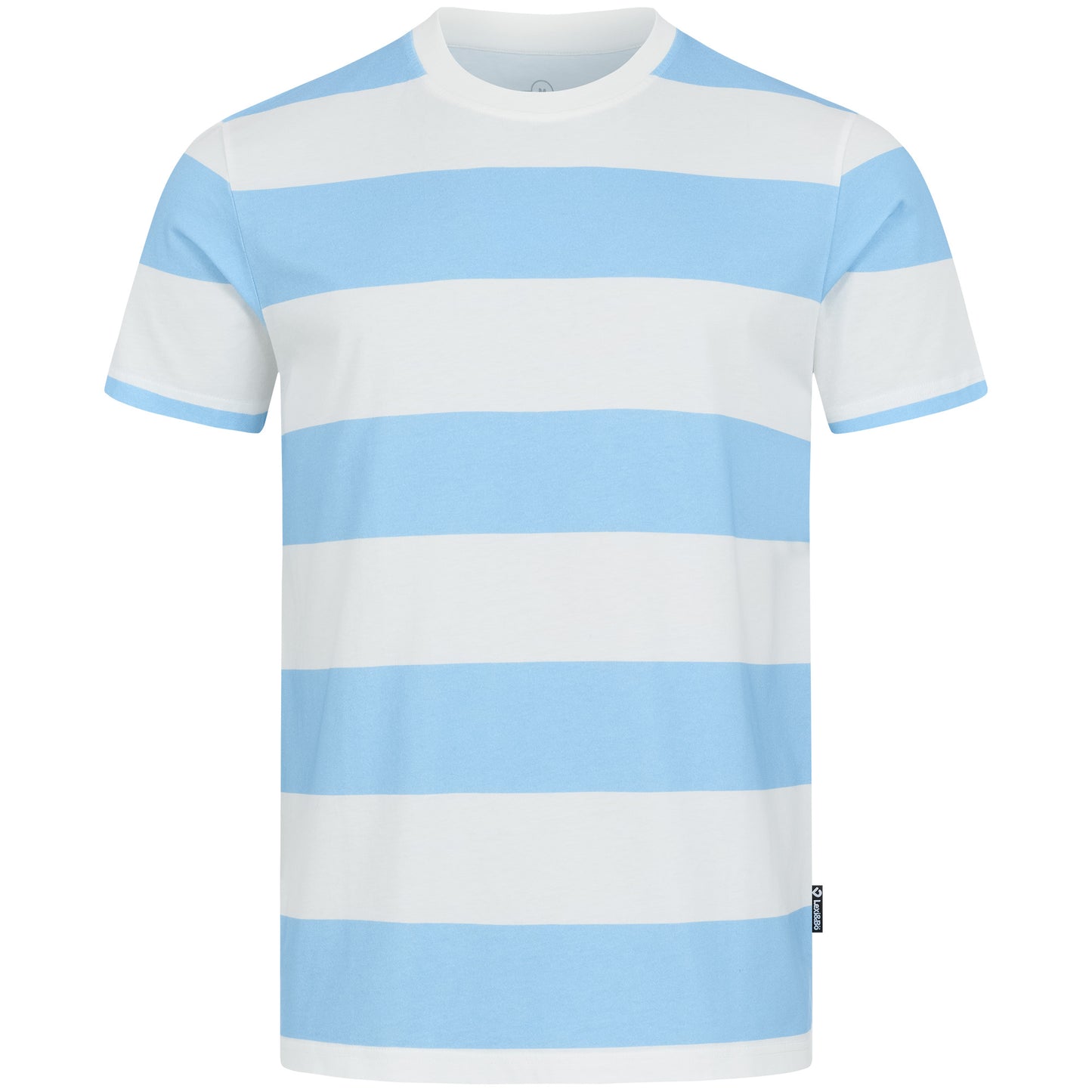 Herren T-Shirt Stripes Airy Blue mit breiten Querstreifen