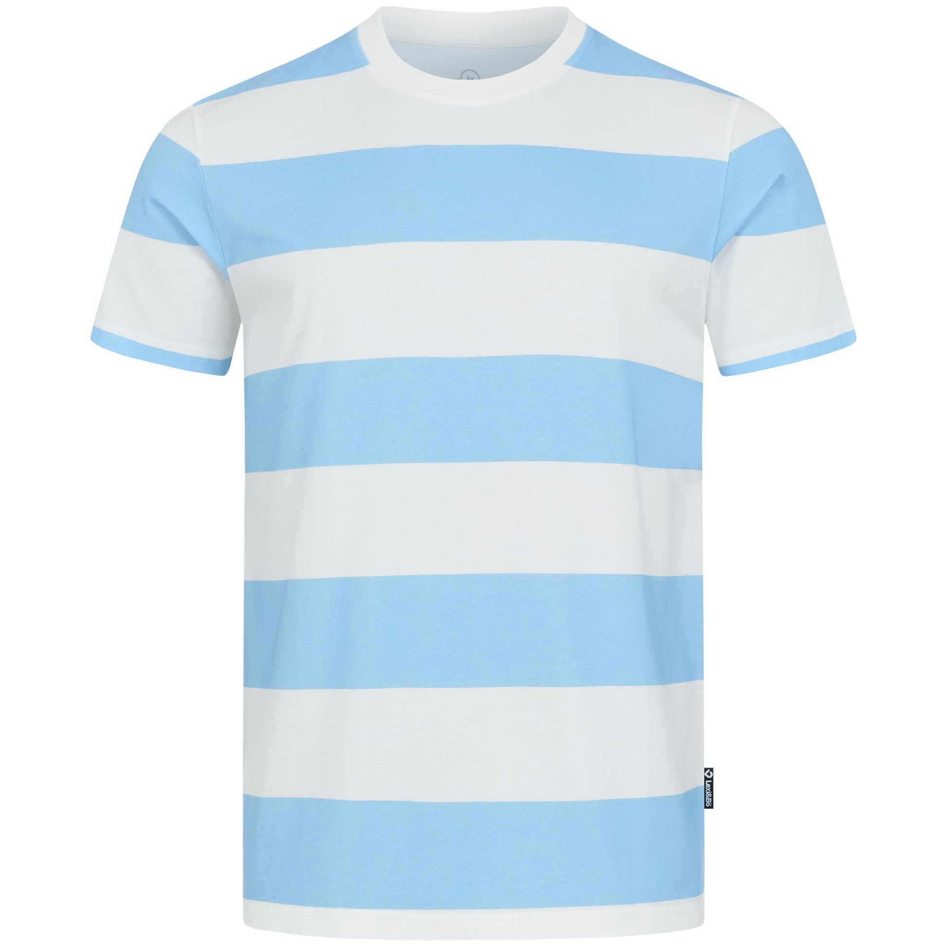 Herren T-Shirt Stripes Airy Blue mit breiten Querstreifen