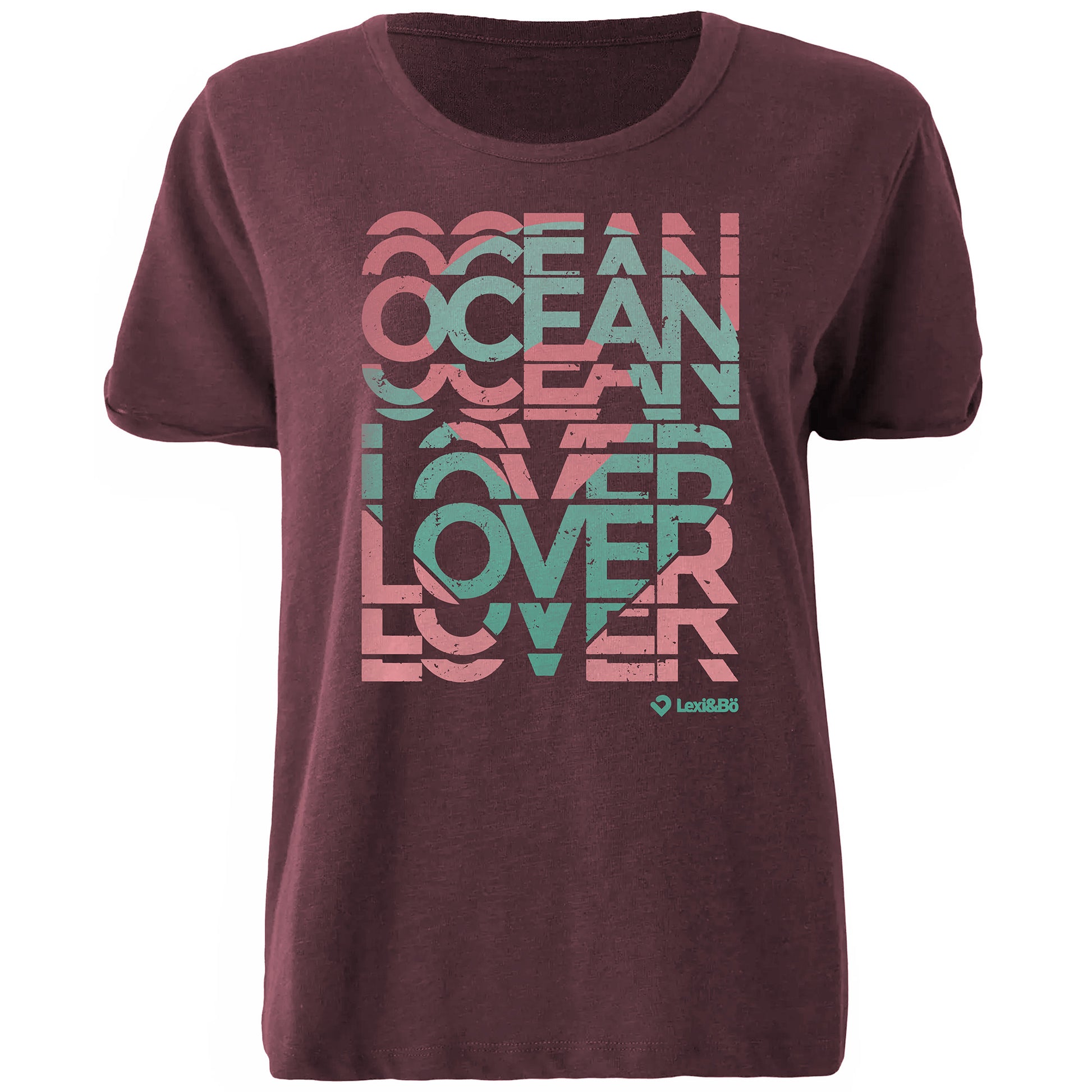 Ocean Lover Damen Oversized T-Shirt in Windsor Wine mit Frontprint