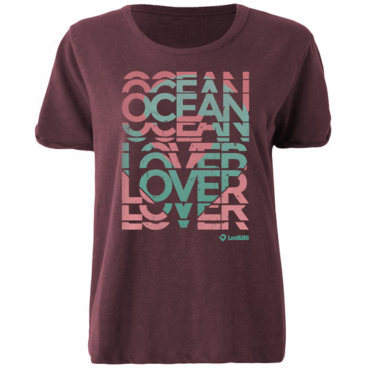 Ocean Lover Damen Oversized T-Shirt in Windsor Wine mit Frontprint