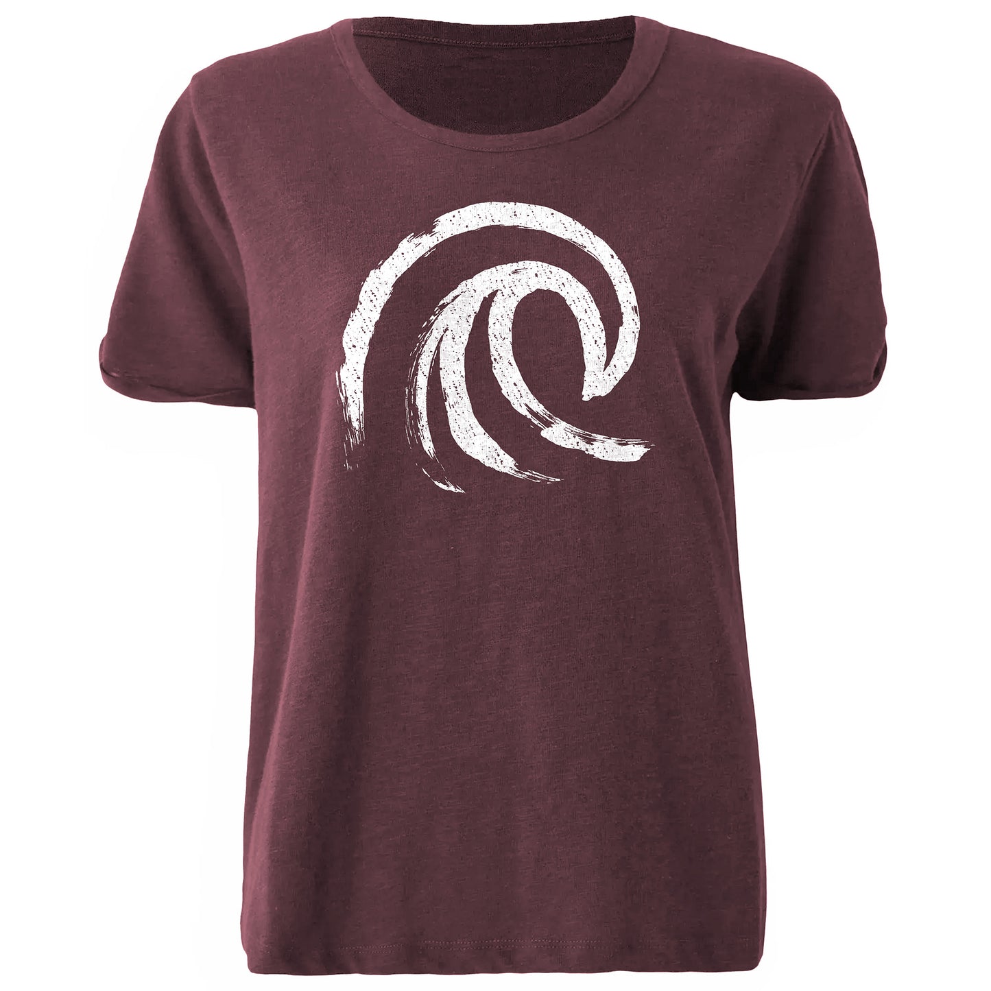 Wave Damen Oversized T-Shirt Windsor Wine mit weißem Frontprint