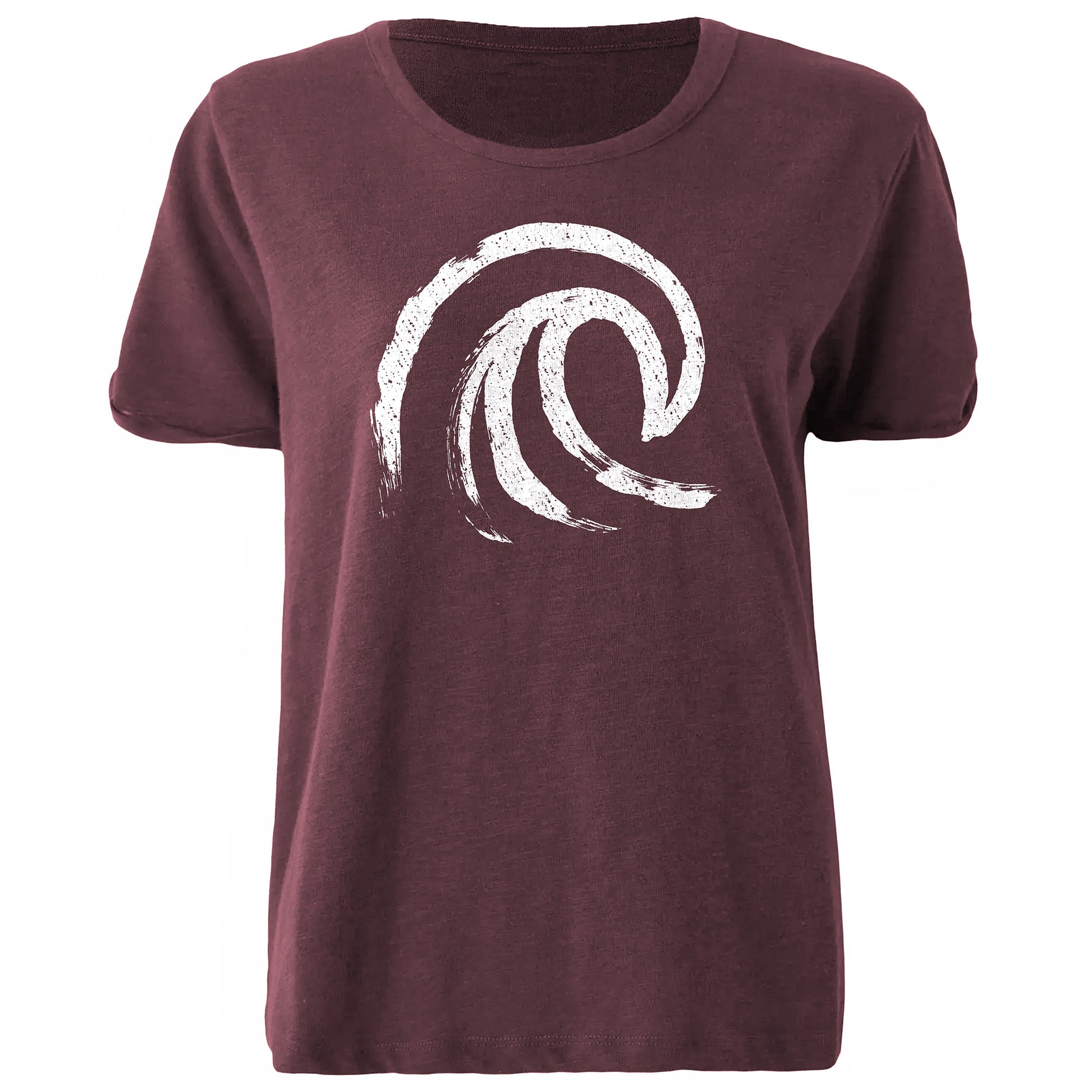 Wave Damen Oversized T-Shirt Windsor Wine mit weißem Frontprint