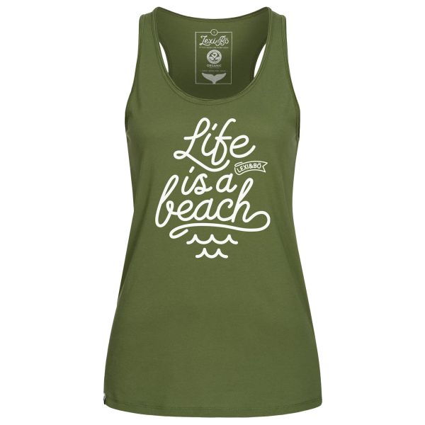 Life is a beach women's Tank Top in green with statement print