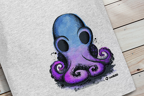 Kids_Basic_T-shirt_Grey-Melange-Little-Octopus-woodpic