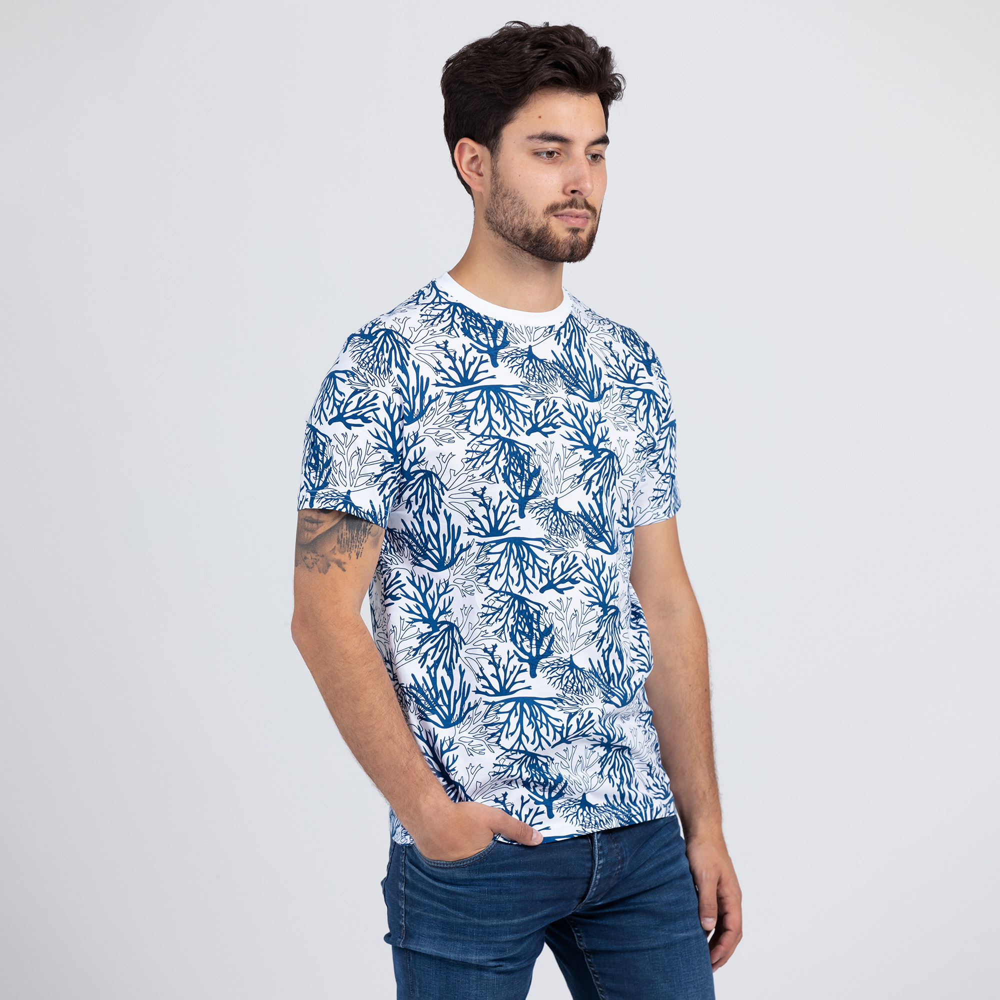 Bio-Baumwolle T-Shirt | Lexi&Bö mit Korallen-Allover-Print Herren für aus