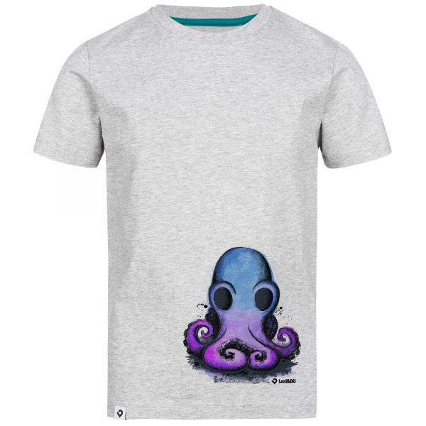 Light grey t-shirt for kids with octopus print