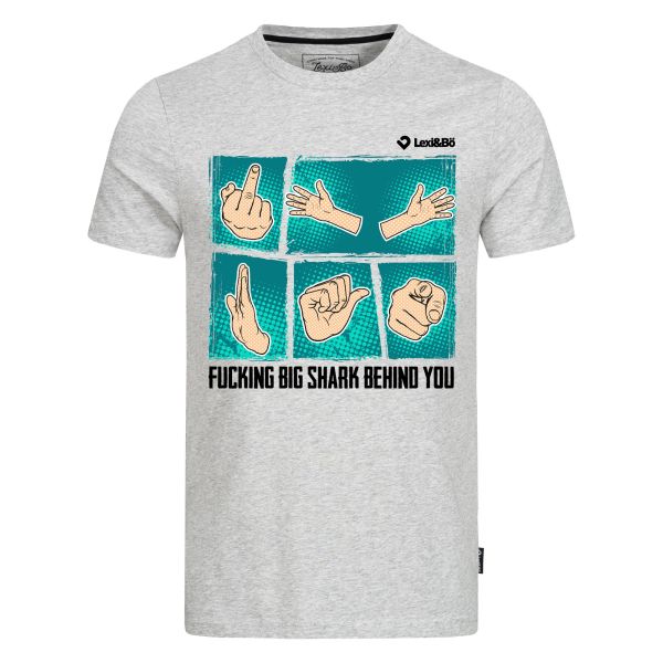 Fucking to shark behind you T-shirt for men with comic print