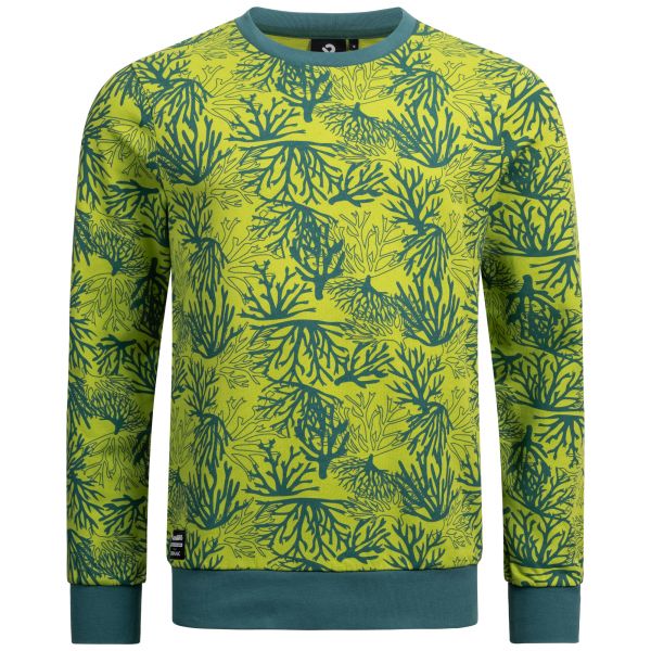 Sweatshirt für Herren mit aufwendigem, grün-blauen Korallen-Allover-Print