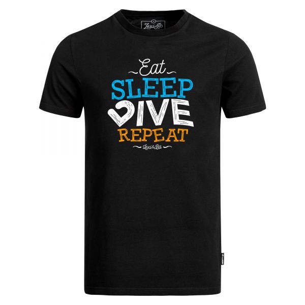 Schwarzes Herren-T-Shirt mit Aufdruck Eat. Sleep. Dive. Repeat.