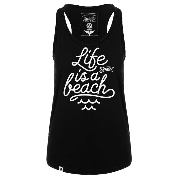 Life is a beach women's Tank Top in black with statement print