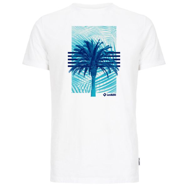 white t-shirt for men with palm print