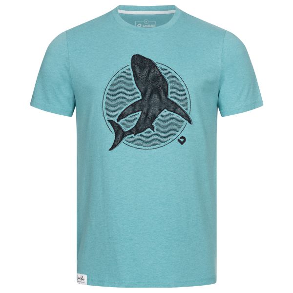 Men's Green Melange T-Shirt with Shark Silhouette Print