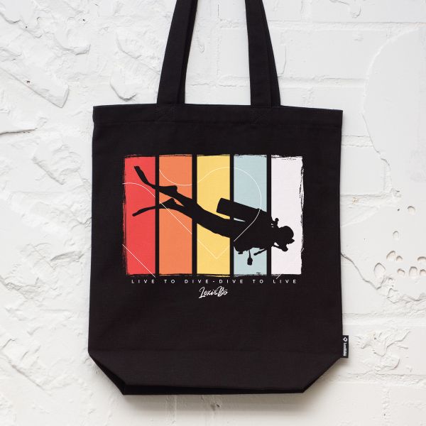 Live to dive shopping bag