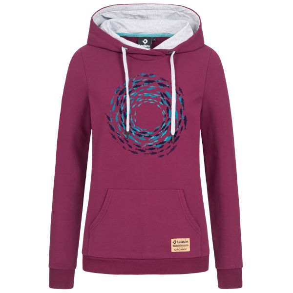 Ladies Hoodie Fish Vortex - Hooded sweatshirt with fish motif print in the colours Strong Blue and Magenta Purple